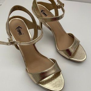 Fioni Gold Ankle Strap Heels, size 8 1/2